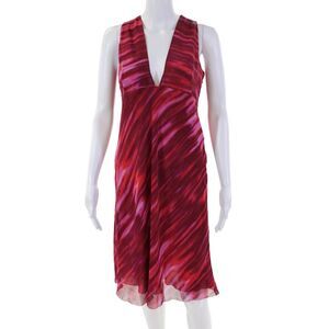 Antonio Fusco Womens Silk Abstract Printed Tied Back Sheath Dress Red Size 46